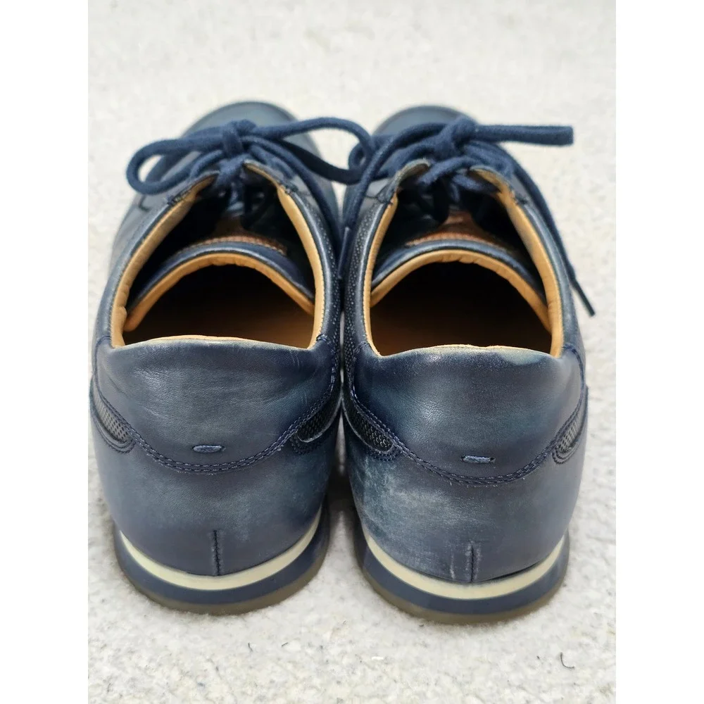 Magnanni Mens Navy Perforated Leather Sneakers Made in Spain 19208 Size 10.5